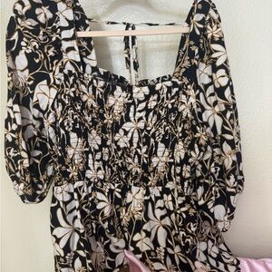 Ava & Viv Black and Cream Patterned Dress